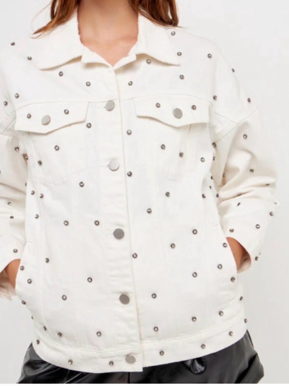 Grey Lab Women's Studded Denim Jacket